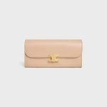 LARGE WALLET TRIOMPHE IN SHINY CALFSKIN OAT BEIGE